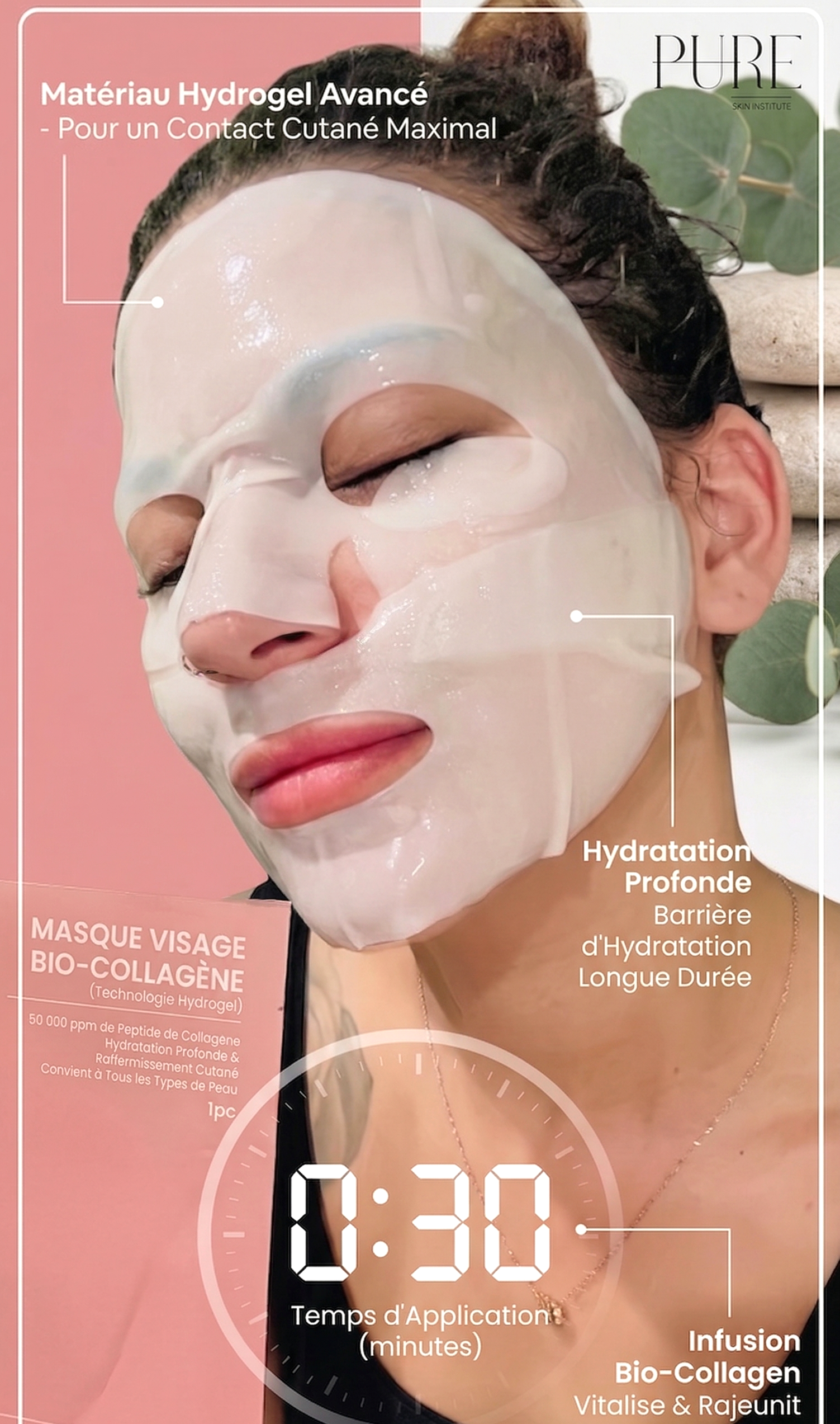 Masque Facial Hydratant Profond au Bio-Collagène Cura Lab Hydra™